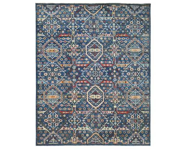 Blue 8x10 Aryana Afghan Hand Knotted Veg Dye Wool Area Rug